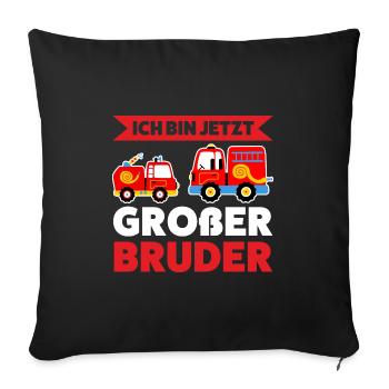 Großer Bruder Feuerwehr Grosser Bruder Geschenk - Sofakissenbezug 45 x 45 cm - Schwarz - Vorne