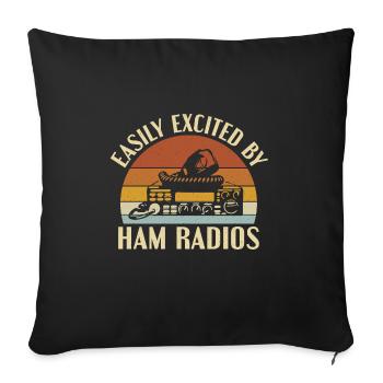 Vintage Sunset Antenna Retro Easily Excited By Ham - Sofakissenbezug 45 x 45 cm - Schwarz - Vorne