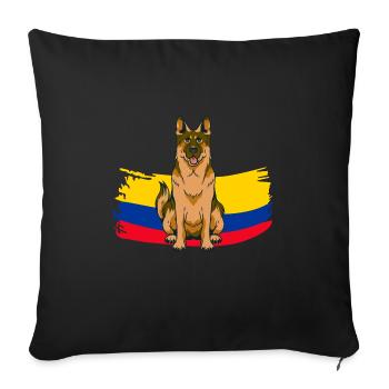German Shepherd with Colombia Flag - Sofa pillowcase 17,3'' x 17,3'' (45 x 45 cm) - black - Front