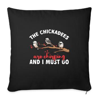 Bird Chickadee Bird Watching - Sofa pillowcase 17,3'' x 17,3'' (45 x 45 cm) - black - Front