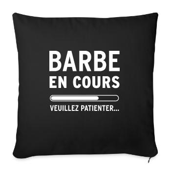 Barbe en cours Veuillez patienter - Housse de coussin décorative 45 x 45 cm - noir - Devant