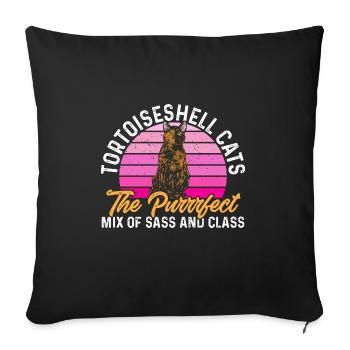 Schildpatt Katze Tortoiseshell Cat Tortie - Sofakissenbezug 45 x 45 cm - Schwarz - Vorne