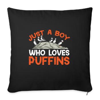 puffin puffin auke birds Lunde - Sofa pillowcase 17,3'' x 17,3'' (45 x 45 cm) - black - Front