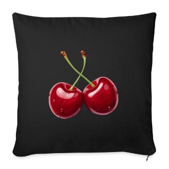 Kirsche - Sofakissenbezug 45 x 45 cm - Schwarz - Vorne