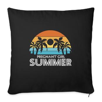 Grossesse Révéler Fille enceinte Bébé d’été - Housse de coussin décorative 45 x 45 cm - noir - Devant