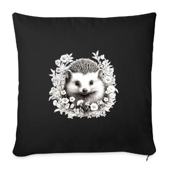 Cute vintage hedgehog - Sofa pillowcase 17,3'' x 17,3'' (45 x 45 cm) - black - Front