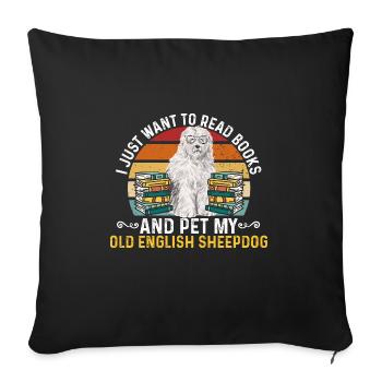 Old English Sheepdog Sheepie Bobtail - Sofa pillowcase 17,3'' x 17,3'' (45 x 45 cm) - black - Front