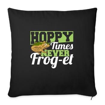 Hoppy Times Never Frog et Funny Herpetologist Toad - Sofa pillowcase 17,3'' x 17,3'' (45 x 45 cm) - black - Front