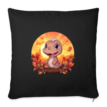 herbst dino trex dinosaurier laub herbst sonnenunt - Sofakissenbezug 45 x 45 cm - Schwarz - Vorne