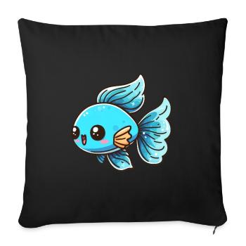 Poisson, Bleu, Aquarium, Poissons d’ornement, Eau douce et eau salée - Housse de coussin décorative 45 x 45 cm - noir - Devant