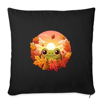 Autumn Melody: Frog, Colorful Leaves & Rounder - Sofa pillowcase 17,3'' x 17,3'' (45 x 45 cm) - black - Front