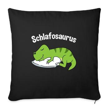 Schlafosaurus T-Rex Dinosaurier Schlafanzug Dino - Sofakissenbezug 45 x 45 cm - Schwarz - Vorne