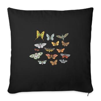 Moths Insect Collector Entomologist - Sofa pillowcase 17,3'' x 17,3'' (45 x 45 cm) - black - Front