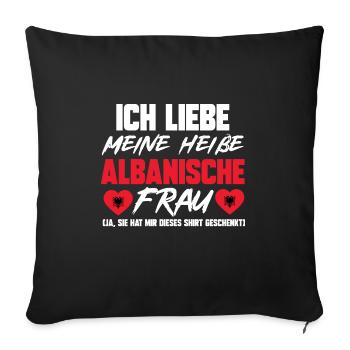 Albanische Flagge Albanischer Adler Shqiponja - Sofakissenbezug 45 x 45 cm - Schwarz - Vorne