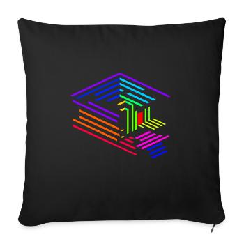 Liniengeometrie eines Objektes in Regenbogenfarben - Sofakissenbezug 45 x 45 cm - Schwarz - Vorne