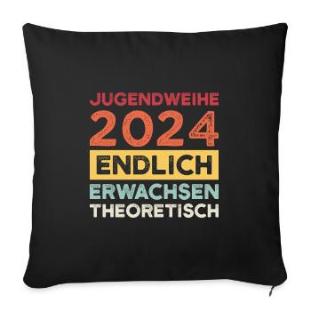 Jugendweihe 2024 Jugend Jugendfeier 2024 Geschenk - Sofakissenbezug 45 x 45 cm - Schwarz - Vorne
