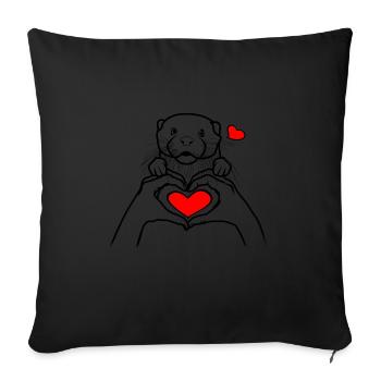 Line Art Otter Sea Otters - Sofa pillowcase 17,3'' x 17,3'' (45 x 45 cm) - black - Front