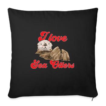 Loutre de mer - Housse de coussin décorative 45 x 45 cm - noir - Devant