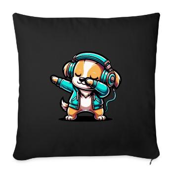 Dabbing Dog - Sofa pillowcase 17,3'' x 17,3'' (45 x 45 cm) - black - Front