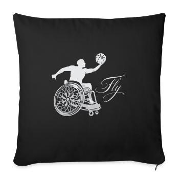 Cadeau de basketball en fauteuil roulant - Housse de coussin décorative 45 x 45 cm - noir - Devant
