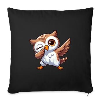 Cool Owl Dab Dabbing Funny Design - Sofa pillowcase 17,3'' x 17,3'' (45 x 45 cm) - black - Front