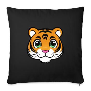Tigre de dessin animé cool - Housse de coussin décorative 45 x 45 cm - noir - Devant