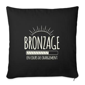 Tan Loading, Été, Vacances, Français - Housse de coussin décorative 45 x 45 cm - noir - Devant