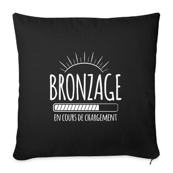 Tan Loading, Été, Vacances, Français - Housse de coussin décorative 45 x 45 cm - noir - Devant