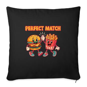 Perfect Match Burger And Fries Fun Pair - Sofakissenbezug 45 x 45 cm - Schwarz - Vorne