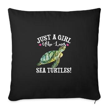 Tortue marine - Housse de coussin décorative 45 x 45 cm - noir - Devant