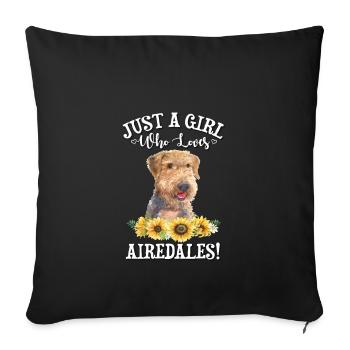 Airedale Terrier - Housse de coussin décorative 45 x 45 cm - noir - Devant