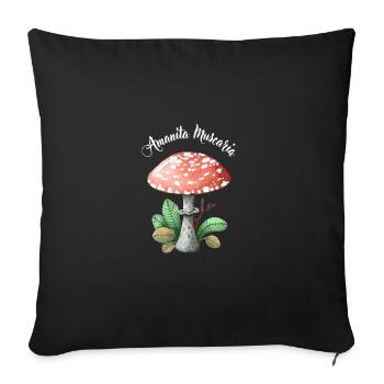 Amanita Muscaria - Sofa pillowcase 17,3'' x 17,3'' (45 x 45 cm) - black - Front