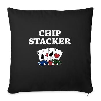 Chip Stacker Casino Gambler Gambling Bettor Poker - Housse de coussin décorative 45 x 45 cm - noir - Devant