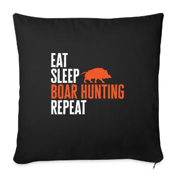 Chasse au sanglier chasseur sanglier - Housse de coussin décorative 45 x 45 cm - noir - Devant