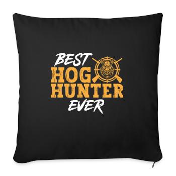Chasse au sanglier chasseur sanglier - Housse de coussin décorative 45 x 45 cm - noir - Devant