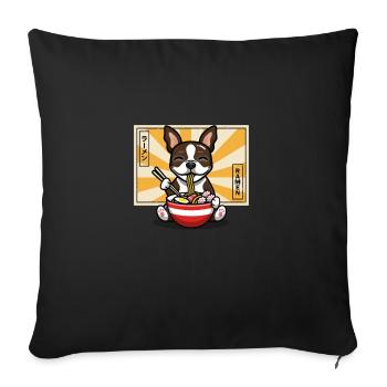 Terrier brun Boston - Housse de coussin décorative 45 x 45 cm - noir - Devant