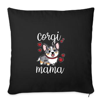 Merle Corgi bleu - Housse de coussin décorative 45 x 45 cm - noir - Devant