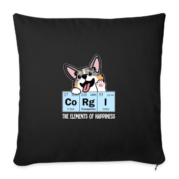 Merle Corgi bleu - Housse de coussin décorative 45 x 45 cm - noir - Devant