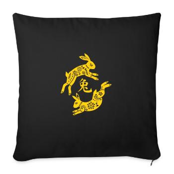 Happy Chinese New Year 2023 Year of the Rabbit - Sofa pillowcase 17,3'' x 17,3'' (45 x 45 cm) - black - Front