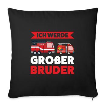 Großer Bruder Feuerwehr Grosser Bruder Geschenk - Sofakissenbezug 45 x 45 cm - Schwarz - Vorne