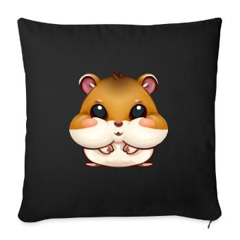 Cute hamster hamster cheeks - Sofa pillowcase 17,3'' x 17,3'' (45 x 45 cm) - black - Front