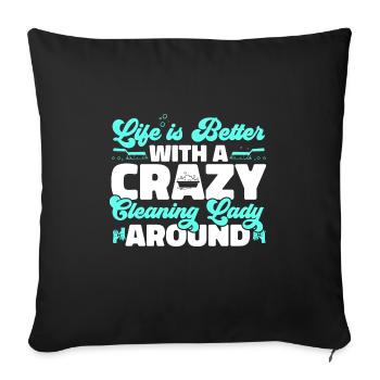 Aide domestique, femme de ménage, femme de ménage - Housse de coussin décorative 45 x 45 cm - noir - Devant