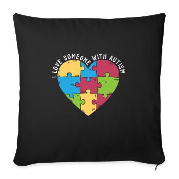 I Love Someone With Autism Awareness Month Puzzle - Sofa pillowcase 17,3'' x 17,3'' (45 x 45 cm) - black - Front