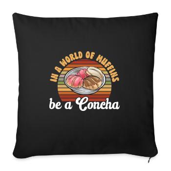 Concha Hispanique Mexicain Pan Dulce - Housse de coussin décorative 45 x 45 cm - noir - Devant