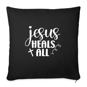 Jésus Dieu Bible Église Foi chrétienne Croire - Housse de coussin décorative 45 x 45 cm - noir - Devant
