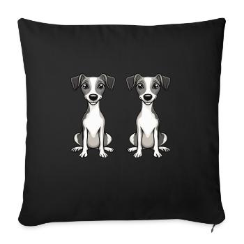 Whippet Chien Bande dessinée - Housse de coussin décorative 45 x 45 cm - noir - Devant