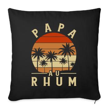 Papa Au Rhum Apéro Fête Des Pères - Housse de coussin décorative 45 x 45 cm - noir - Devant