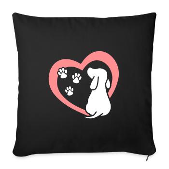 Coeur pattes de chien amoureux des chiens chien - Housse de coussin décorative 45 x 45 cm - noir - Devant