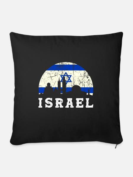 Israel Spruche Flagge Geschenkidee - Sofakissenbezug 45 x 45 cm - Schwarz