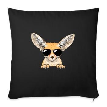 Fennek Renard Fennec Renard Renard du désert - Housse de coussin décorative 45 x 45 cm - noir - Devant